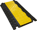 Electriduct Cable Protector 5 Channels 1.25" x 1" Traffic Hose and Wire Cover Rubber Black Base with Yellow Lid (3 Feet) 12,000 lbs/axle - size: 1 Ramp
