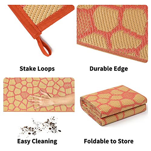 Boulder Bee Outdoor Rugs | Plastic Straw Rug | Waterproof Outdoor Camping Rugs | Quick Drying Picnic Rug | Sand Free Reversible Beach Mats | 5 x 8 Feet | 2.7 lb - color: Yellow, size: 5*8 Feet