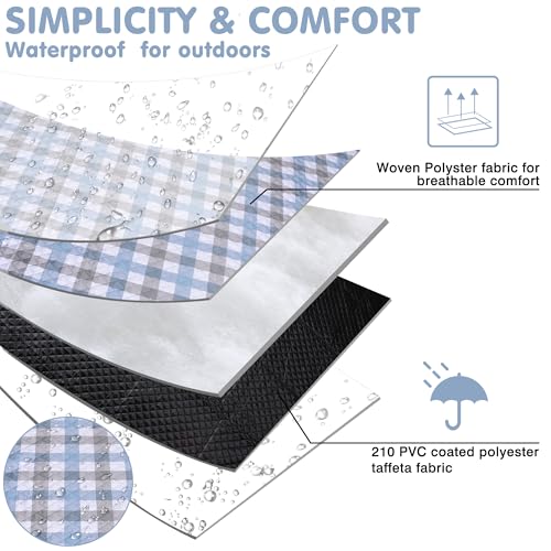 Extra Large Picnic Blanket 80''x 60'' Waterproof Foldable Picnic Mat for Beach, 5-Layer Outdoor Blanket for 6 to 8 Adults,Camping Grass Lawn Park Accessories Couple Park Wedding Registry(Blue Gray) - color: Blue-gray, size: 5' x 6'8" (Square)