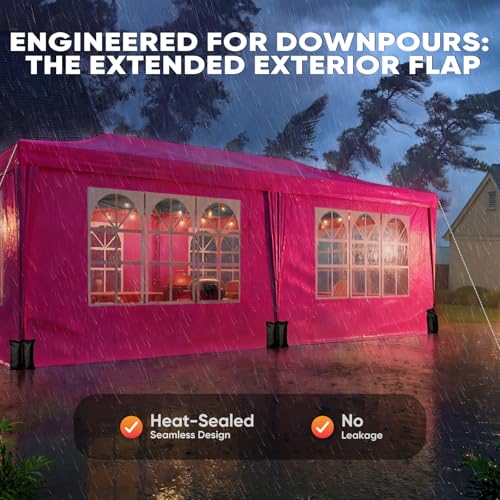 Quictent 10x20 Pop up Canopy with Sidewalls Easy up Canopy Tent Instant Shelter with Windows for Outdoor Events Parties Weddings Commercials Vendors - color: Fuchsia, size: 10x20 With Sidewall