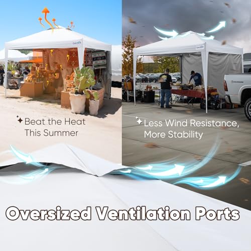 Quictent 10x10 Pop Up Canopy Tent with 1 Sidewall, Instant Setup Gazebo for 1 Person, Portable & Compact, Waterproof & UV Protection, Ideal for Camping, Beach, Parties, and Outdoor Events - color: White, size: 10x10 with 1 Sidewall
