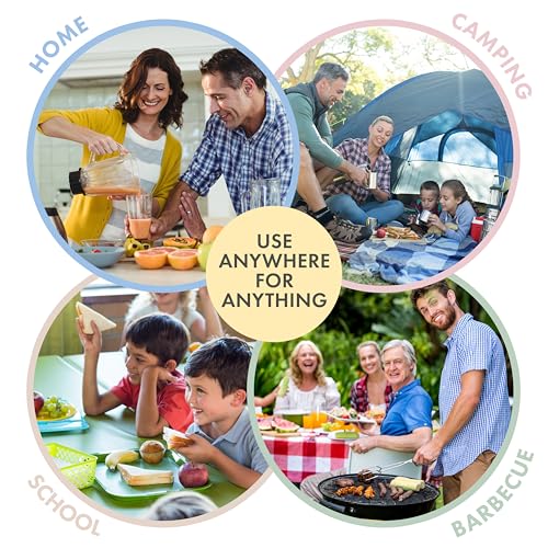 FOODLE Wheat Straw Dinnerware Set - BPA Free & Safety Certified - Unbreakable, Microwave & Dishwasher Safe Dishes - Picnic, Dorm, RV, Camping Plates Cups and Bowls - Great for Kids & Adults - For 6 - color: Pastel Beige