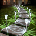 DenicMic Solar Lights Outdoor 10 Pack Waterproof 6000K Cold White LED Stainless Steel Stake Outside Lights for Yard Pathway Garden Driveway Walkway Landscape Path Lighting - color: Cold 10Pack