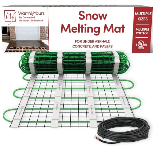 WarmlyYours 2x40 ft. Electric Ice and Snow Melting Mat 240V 4000 Watts - Embedded Under Asphalt, Concrete, or Pavers - Radiant Heated Driveway, Walkways, Sidewalks, Patios, Porch, Ramps PowerMat - size: 80 sq. ft. (2' x 40')