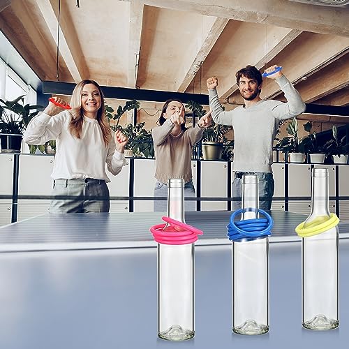 Shappy 31 Pcs Ring Toss Game Set Include 25 Rings and 6 Glass Bottles Fun Target Carnival Games for Outside Activity Carnival Party Favor - color: Multicolor, size: 2.36"