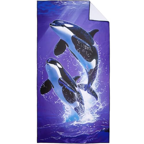 Killer Whale Beach Towel Oversized 36" x 72", Thin Lightweight Sand Free Quick Dry Microfiber Towel for Swimming Pool Cruise Camping Travel - color: Color_31