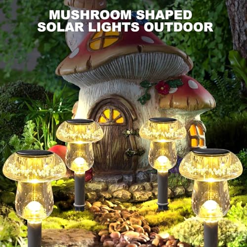 Benany Solar Lights Outdoor, 8 Pack Mushroom Lights Outside Waterproof, Solar Powered LED Lighting for Garden, Yard, Landscape, Path, Pathway, Lawn, Walkway, Driveway, Backyard Decor (Warm White) - color: Warm White