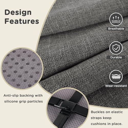 AddGrace Anti-Slip Bar Stool Cushions Square Bar Stool Seat Cushions with Ties Set of 4 Small Square Chair Pads with Machine Washable Cover 12"X12"X2" (Dark Grey) - color: Dark Grey