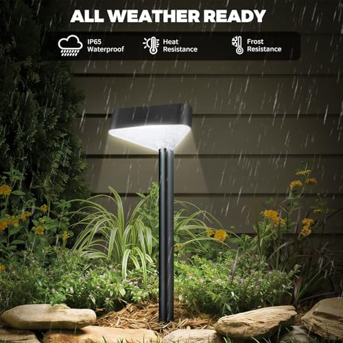 6 Pack Solar Pathway Lights Outdoor, Bright LED Solar Landscape Lights, Waterproof Solar Garden Lights for Yard, Patio, Walkway, Lawn, Driveway(Cold White, 6 Pack) - color: Cold White, size: 6 Pack