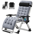 DoCred Zero Gravity Chair, Lawn Recliner, Reclining Patio Lounger Chair, Folding Portable Chaise with Detachable Soft Cushion, Cup Holder, Headrest - color: Dim Gray, style: Zero Gravity Chair