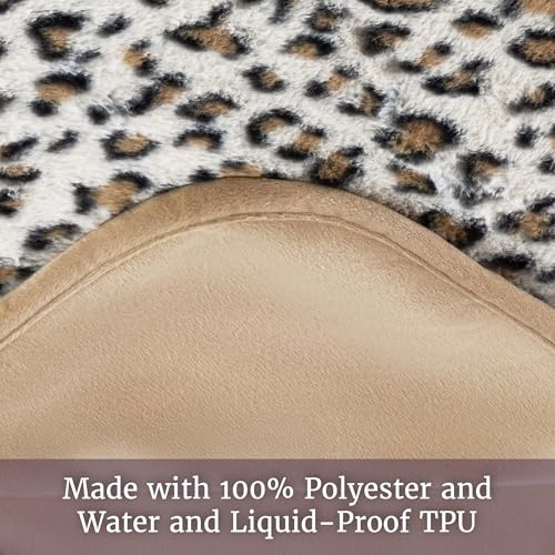 Waterproof Blanket for Bed, Couch, or Car - 60” x 80” Reversible Queen Size Throw Blanket for Reliable Leakproof Furniture Protection - Washable Pet Throws by Lavish Home (Leopard Print) - color: Brown/Black