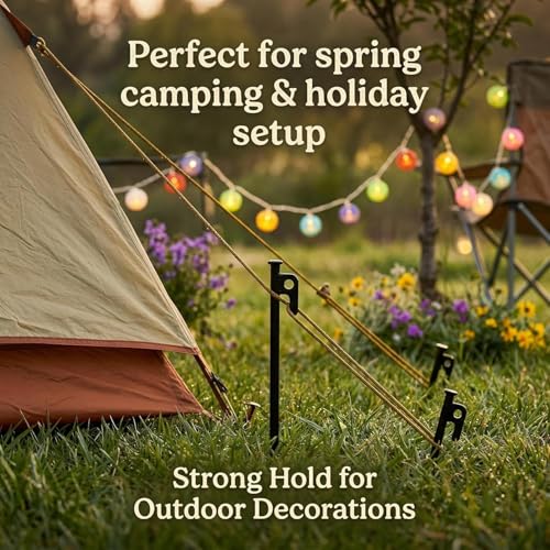 8Pack Tent Stakes Heavy Duty Camping Stakes for Camping 9.84inch Steel Metal Tent Pegs Unbreakable and Inflexible - size: 25cm/9.84in