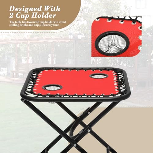 Athena Collection Zero Gravity Outdoor Lounge Chair Set of 2 with Side Table, 25" Width Pool Lounge Lawn Chairs Reclining with Cup Holder, Outdoor Chaise for Beach Patio Backyard Outside, Red - color: Red, style: 25" Width