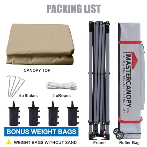 MASTERCANOPY Heavy Duty Pop-up Canopy Tent with Sidewalls (8x8,Beige) - color: Beige, size: 8x8