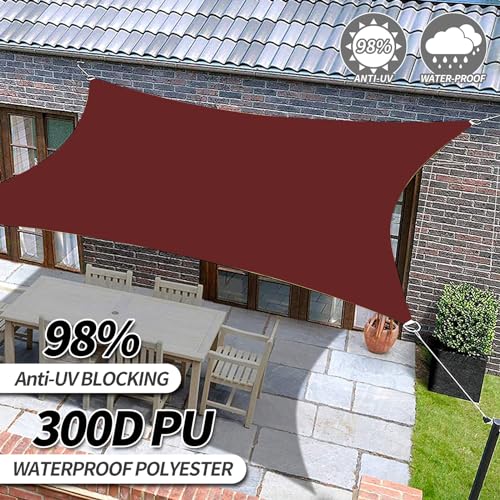 RICHIE Upgrade 12'x12' Sun Shade Sail Square Canopy, Water Resistant & UV Block Sunshade for Outdoor Patio Lawn Beach Garden Carport Backyard Deck Pergola, Rust Red - color: Rust Red, size: 12'x12', style: Rectangle