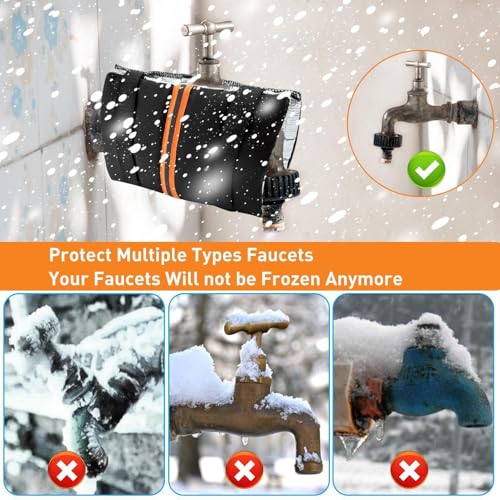 Insulated Faucet Protector - Waterproof Thick Outdoor Tap Socks, 2 Pack Reusable Spigot Cover | Freeze Resistant Hose Bib Protector for Garden Farmhouse Yard Campsite Home Lawn