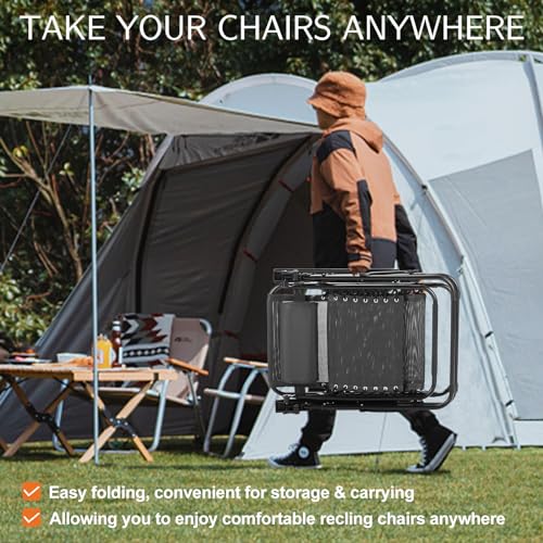 Sweetcrispy Zero Gravity Chairs, Set of 4 Portable Recliner Beach Camping Patio Outdoor Folding Lounge Chair with Cup Holder Trays and Adjustable Pillow for Poolside, Garden, Backyard, Lawn (Black) - color: Black-4p