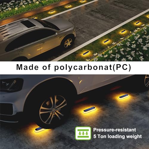 DetarZinLED Solar Step Lights Outdoor Waterproof LED, 4 Pack Warm White Flat Solar Powered Deck Lights for Outside, Stick on Light Bar for Stair, Dock, Patio, Garden, Path, Walkway, Driveway, Porch - size: 4pcs Warm White Bar