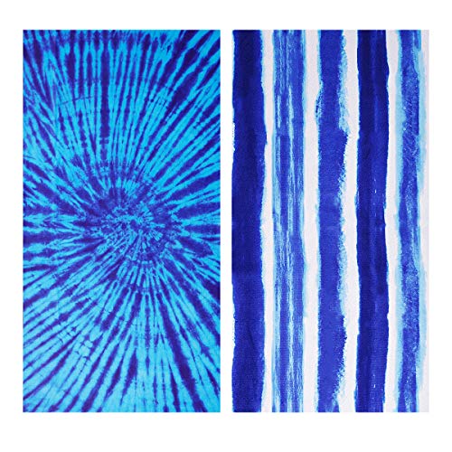2 Packs Oversized Beach Towel Set Extra Large Big XL Pool Camping Swim Clearance Towels 36x72 Soft Blanket Cruise Essentials Accessories Must Haves Vacation Necessities Adult Gifts Stripe Boho Blue - color: At 2 Pack - Boho and Stripe