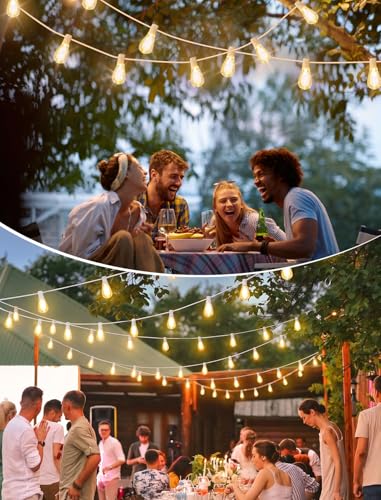 Larkvue 25FT LED Outdoor String Lights, 10+1 Edison S11 Dimmable Bulb Waterproof Shatterproof Patio Lights, Linkable Hanging Strand for Yard, White - color: White