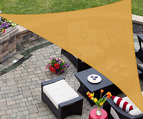 AsterOutdoor Sun Shade Sail Triangle 16' x 16' x 22.64' UV Block Canopy for Patio Backyard Lawn Garden Outdoor Activities, Sand - color: Sand, size: 16' x 16' x 22.64'