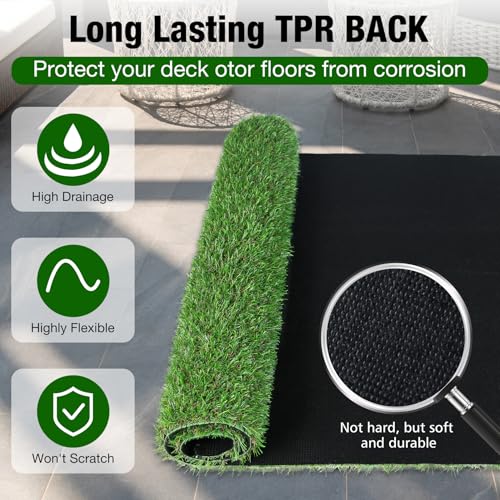 XLX TURF 10FT X 10FT Artificial Turf Grass Rug - Indoor Outdoor Low Pile Realistic Fake Grass Carpet for Patio Yard Dog Pets Use - size: 10' x 10'
