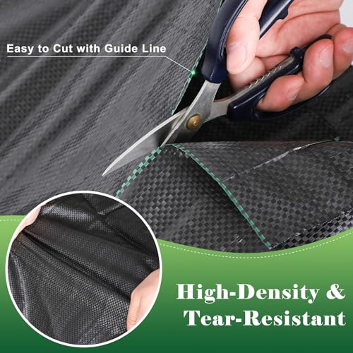 FEED GARDEN 3FT x 100FT Landscape Fabric Weed Barrier Fabric, Heavy Duty Weed Control Mat, Weed Blocker Ground Cover Geotextile Fabric for Gardening, with 20 U-Shaped Stakes (2 Pack 3x50FT) - size: 3FTx100FT