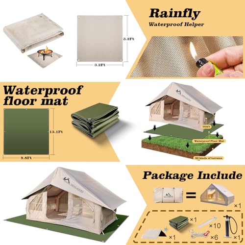 SENLEETO Inflatable Tents for Camping, Large Inflatable Camping Tent with Hand Pump, Easy Setup Tents for 4-6 People, Portable Glamping Tent - size: Ultimate-118 inch*82.6 inch*78.7 inch/4-6 People