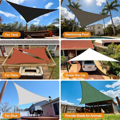 Artpuch Sun Shade Sail, 28'X28'X28' Dark Grey Triangle, Curved Edged Sun Shade, Commercial Grade 185GSM HDPE UV Permeable Outdoor Shade Cloth for Deck, Backyard, Patio (Custom Sizes Made)