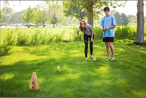 Rollors Backyard Set - Lawn Game for Summertime Fun, Reunions, Camping, Parties, BBQs, Picnics & Beach Days All Wood Outdoor Yard Game Combining Horseshoes, Bocce Ball & Bowling