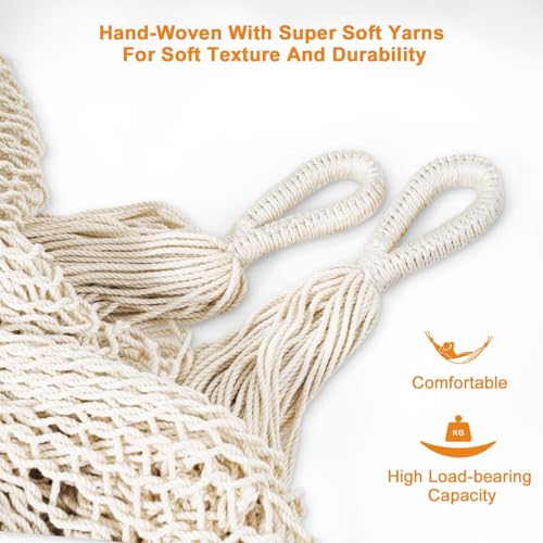 Lazy Daze Hammocks Handwoven Mayan Hammock with Heavy Duty Steel Stand, 10.5 FT Soft Rope Double Hammock for Patio Outside, 550 lbs Weight Capacity, Natural - color: Natural