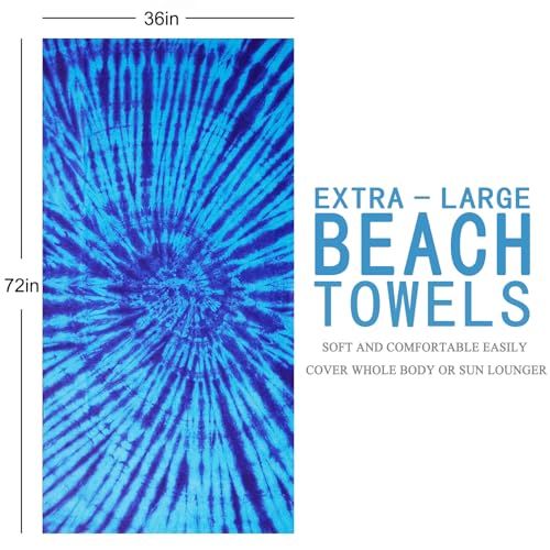 Genovega Oversized Terry Beach Towel 36 x 72 in Soft Extra Large XL Big Pool Towels Adults Clearance Blanket Travel Essentials Cruise Accessories Must Haves Vacation Stuff Lounge Chair Cover Bohemian - color: Bohemian Blue