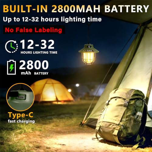Rechargeable Camping Lantern, 4 Light Modes, Portable for Hiking, Power Outage Emergency, Handheld or Hanging Tent Light for Outdoor, Camp, Home - style: Upgrade Battery Life