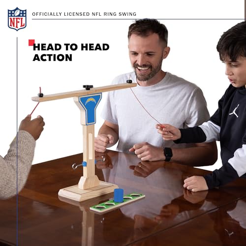 Wild Sports NFL Los Angeles Chargers Wooden Ring Swing Battle - Head-to-Head Ring Toss Hook & Ring Game for NFL Fans