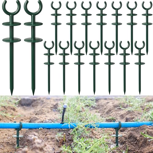 Yalikop 16 Pcs 3/4'' Garden Hose Guide Stakes Bulk Garden Guards Holder Spike for Plant-Saving Outside Yard Lawn to Preventing Hose Tangles and Protecting Plants