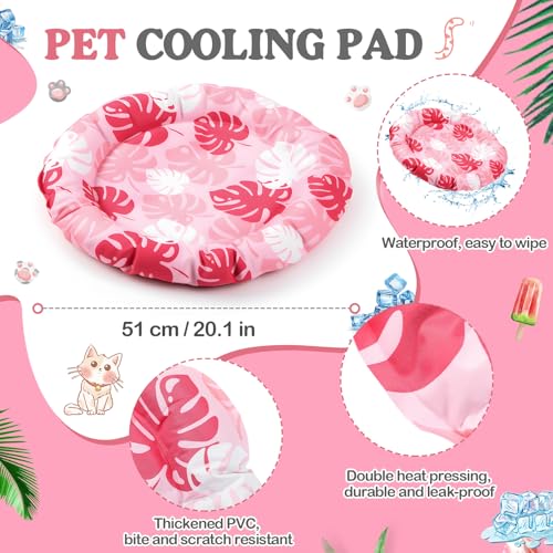 Drydiet Pet Cooling Mat for Cats & Small Dogs, 20'' Self Cooling Pad with Gel, Waterproof & Scratch-Resistant, No Water or Electricity Needed, Summer Cold Bed for Indoor Outdoor Use - color: Pink, size: 20.1'' X 20.1''