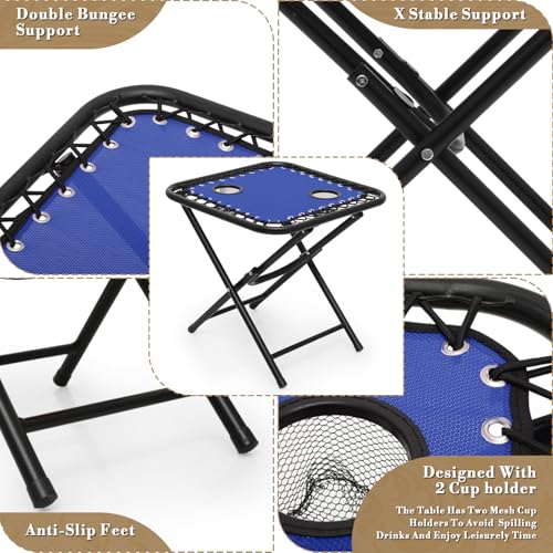 Athena Collection Zero Gravity Outdoor Lounge Chair Set of 2 with Side Table, 29" Width Pool Lounge Lawn Chairs Reclining with Cup Holder, Outdoor Chaise for Beach Patio Backyard Outside, Blue - color: Blue, style: 29" Width