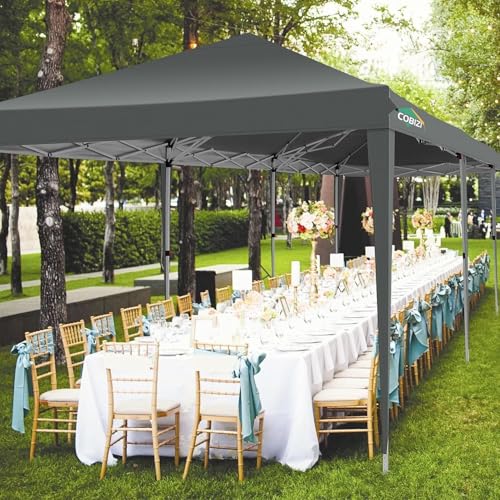 COBIZI 10x30 Canopy Party Tent with 8 Walls 10x30 Pop Up Canopy for Parties Waterproof UPF 50+ Outdoor Commercial Event Tent for Party Backyard Gazebo Canopy with Sidewalls & Sandbags(Gray) - color: Gray, size: 10x30FT with 8 sidewalls