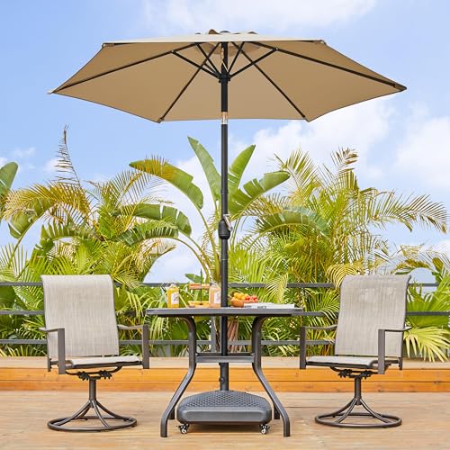 Yaheetech 7.5FT Patio Umbrella Market Umbrella with 6 Ribs Push Button Tilt and Crank Garden Table Umbrella for Garden, Deck, Backyard, Pool, Beach Tan - color: Tan, size: 7.5FT