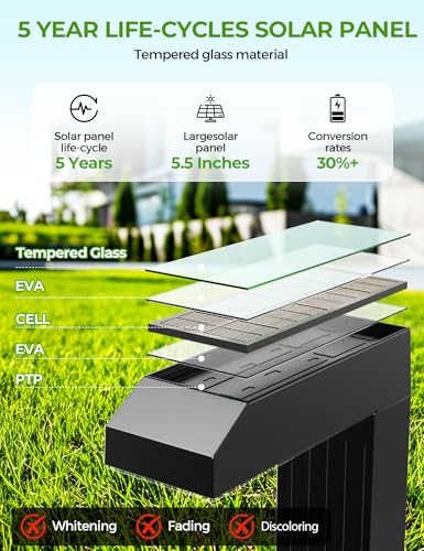 COXSENI Solar Pathway Lights Outdoor 6 Pack, 3 Color in 1 Bright Landscape Lighting with Cool/Warm/Daylight White Modes, Auto On/Off, IP65 Waterproof for Yard Garden Patio Walkway Sidewalk Lawn Decor - size: 6Pack