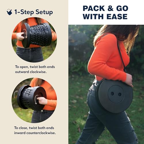 2025 Upgraded Collapsible Stool & 3-in-1 Cushioned Carry Bag, Adjustable Height Folding Stool, Telescopic Camping Chair Retractable Seat or Footrest for Outdoors & Travel, Max 620lbs - color: Black, size: 1 Pack Stool with Carry Case