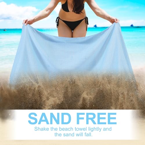 Genovega 6 Oversized Turkish Beach Bath Towel Set Bulk 74"x38" Extra Large Sand Free Quick Dry Swim Camping Pool Clearance Towels Blanket Essentials Adult Multi LightBlue Dot - color: Multi Lightblue Dot