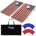Solid Wood Cornhole Board Set, 4x2ft Regulation Cornhole Game Set with 8 Bean Bags and 2 Cornhole Boards, Premium Corn Hole Game for Adults and Family - style: 4*2 American Flag