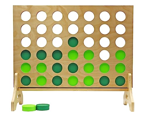 Tailgating Pros Premium Giant Four in a Row with Carrying Case - Jumbo Oversized Outdoor Yard Game - Connect Multiple Pucks in a Row to Win - Many Puck Colors Available! - color: Kelly / Lime