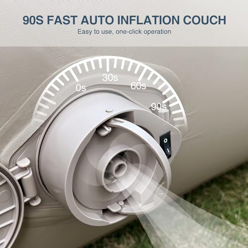 Bestrip Auto Inflatable Couch Lounger, Air Mattress Sofa Bed with Rechargeable Air Pump - color: Khaki, size: Single