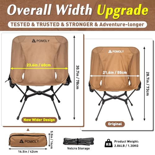 POMOLY Lightweight Camping Chair (Innovative Rotating Instant Setup), Portable Collapsible Camping Chair, Folding Outdoor Backpacking Ultralight Hiking Hunting, Compact 440lbs Capacity