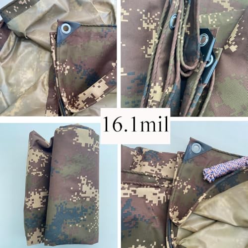 Waterproof Tarp CamouflageThickening Multi-Size Sun Shade Sail Customized Tarpaulin Sunrays Block Awning for Patio Canopy Rain Cover Canvas Sunshade Camp Outdoor Gardens Canopy (6.3ft*9.5ft) - size: 6.3ft*9.5ft