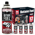 Chef Master 12x 8oz Butane Fuel Canister - Butane Canister for Kitchen Torch & Camp Stove - Gas for Picnics, Outdoor Cooking, Grilling - Camping Fuel Canister, Torch Fuel Camping Essentials - 90340 - size: Pack of 12