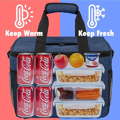 OPUX Soft Cooler Bag, Insulated Collapsible Lunch Cooler Tote for Men Work Camping Beach Travel, Portable Soft Sided Leakproof Waterproof Large Lunch Bag Box with Shoulder Strap 40 Cans, Heather Navy - color: Heather Navy, size: 40 Cans