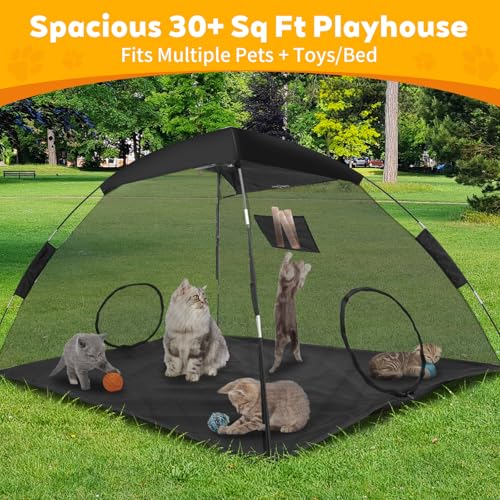 GEERTOP Portable Pet Tent for Cats Outdoor Camping Playpen Sunshade Cat Enclosures for Indoor Kittens Rabbits Guinea Pigs Small Animals Mesh House